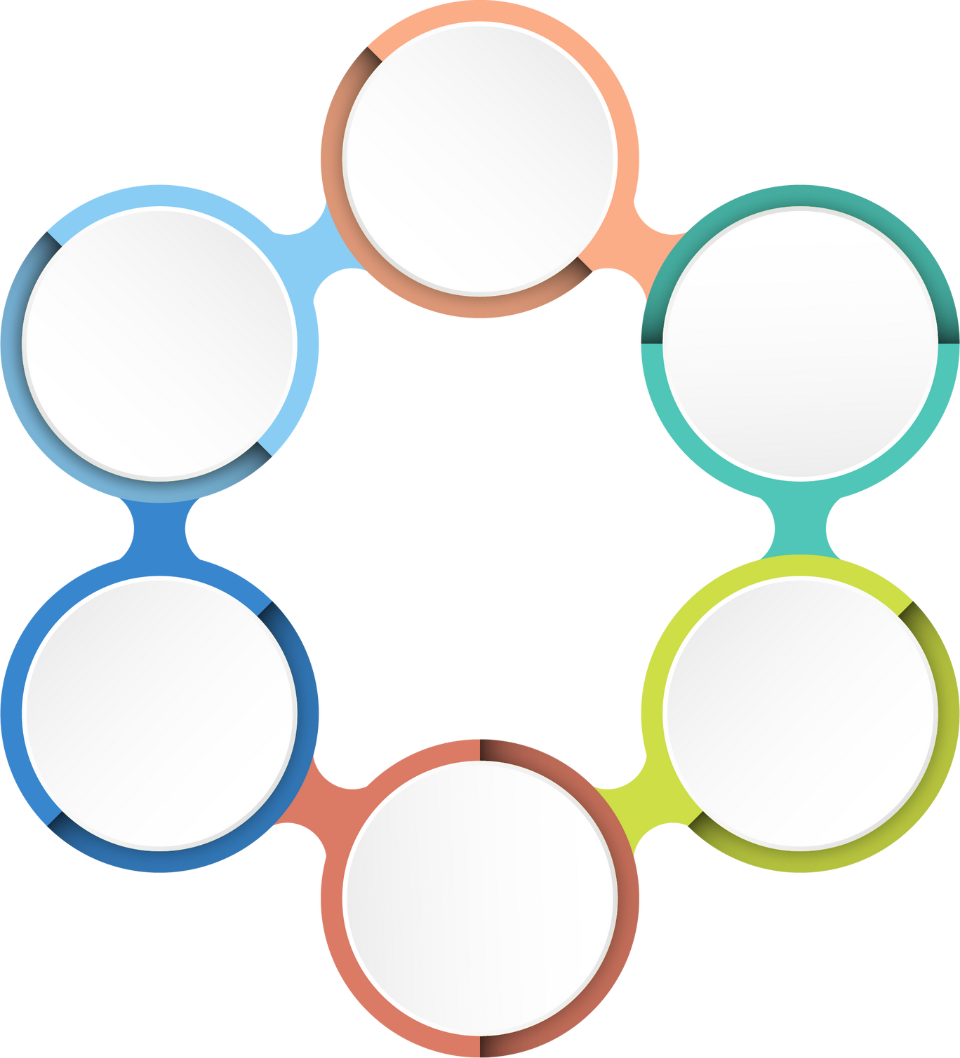 Basic circle infographic with 6 steps, process or options.